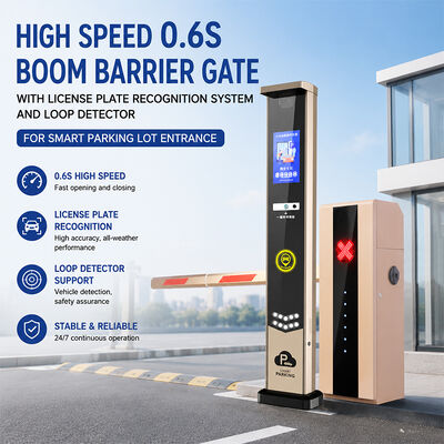 Barrière levante rapide 0,6 s avec système de reconnaissance de plaque d'immatriculation et détecteur de boucle pour entrée de parking intelligent